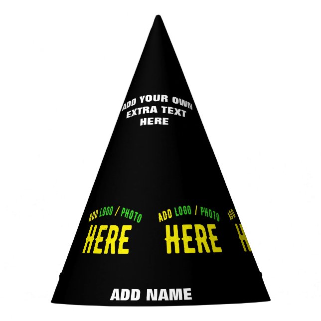 GORRO DE FIESTA PERSONALIZABLE MODERNO ESTILO NEGRO VERIFICADO MAR (Anverso)