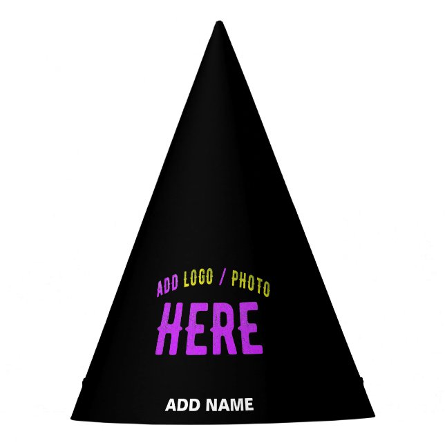 GORRO DE FIESTA PERSONALIZABLE MODERNO ESTILO NEGRO VERIFICADO MAR (Anverso)