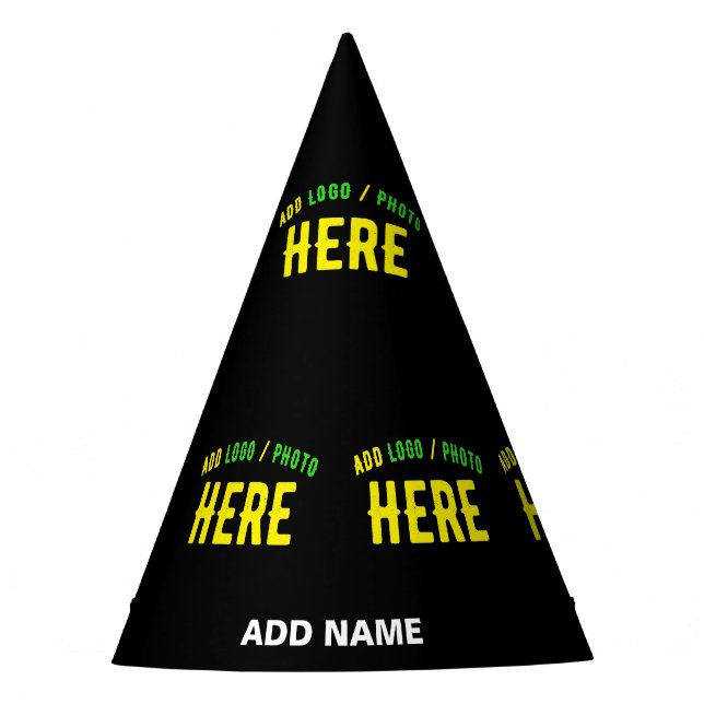 GORRO DE FIESTA PERSONALIZABLE MODERNO ESTILO NEGRO VERIFICADO MAR (Anverso)