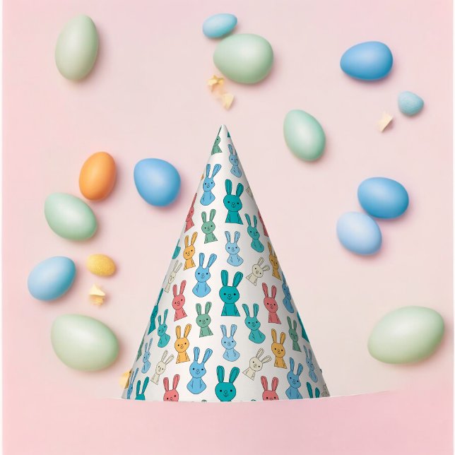Gorro De Fiesta Personalizado de conejo multicolor (easter bunny Paper party hat, Kids,adults,party birthday hat,Baby Shower,wedding,celebration hat)