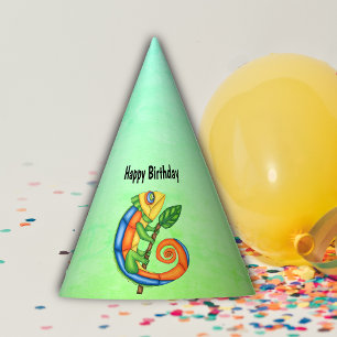 Gorro De Fiesta Personalizado de cumpleaños Lizard en hoja de colo