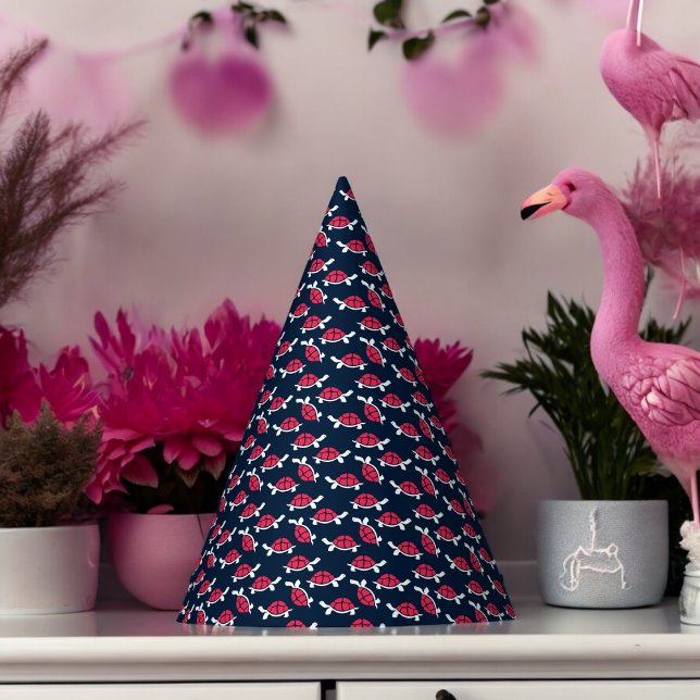 Gorro De Fiesta Personalizado de tortuga temática oscura (Red shell Turtle Paper party hat, Kids,adults,party birthday hat,Baby Shower,wedding,celebration hat)