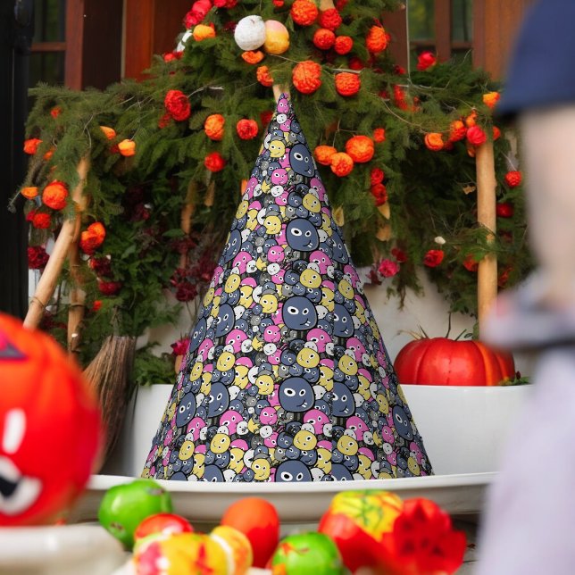 Gorro De Fiesta Personalizado del monstruo del doodle oscuro (Scary doodle monster Paper party hat, Kids,adults,party birthday hat,Baby Shower,wedding,celebration)