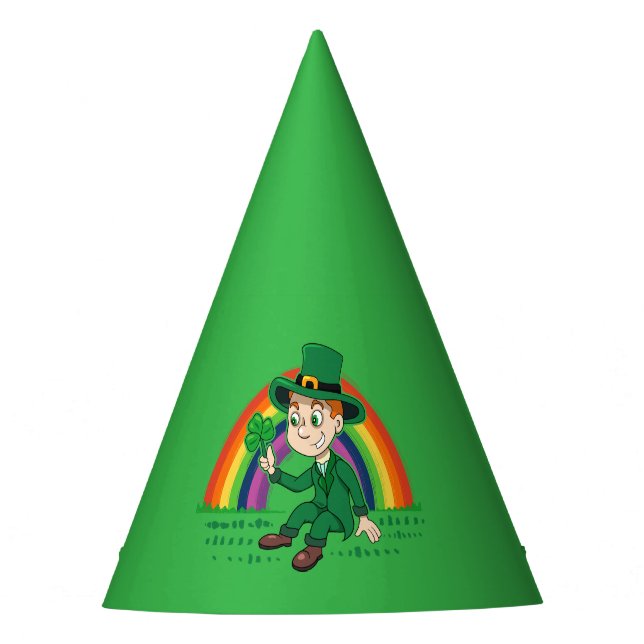 Gorro De Fiesta Personalizado lindo leprechaun con shamrock y arco (Anverso)