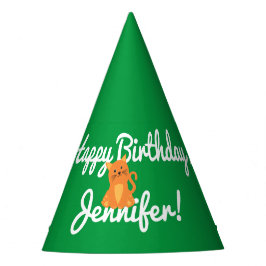 Gorro De Fiesta Personalizado Naranja Kitten Green Personalizado