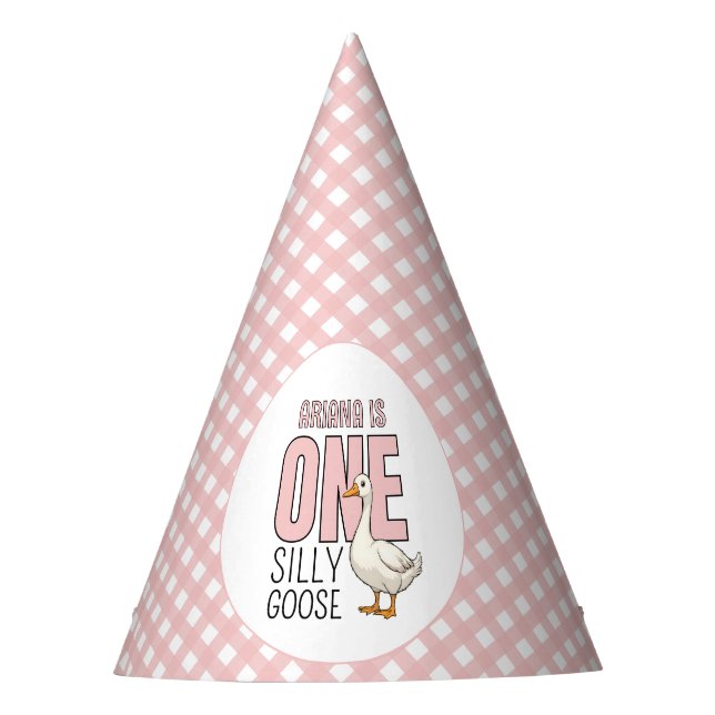 Gorro De Fiesta Personalizado rosa moderno primer cumpleaños de un (Anverso)