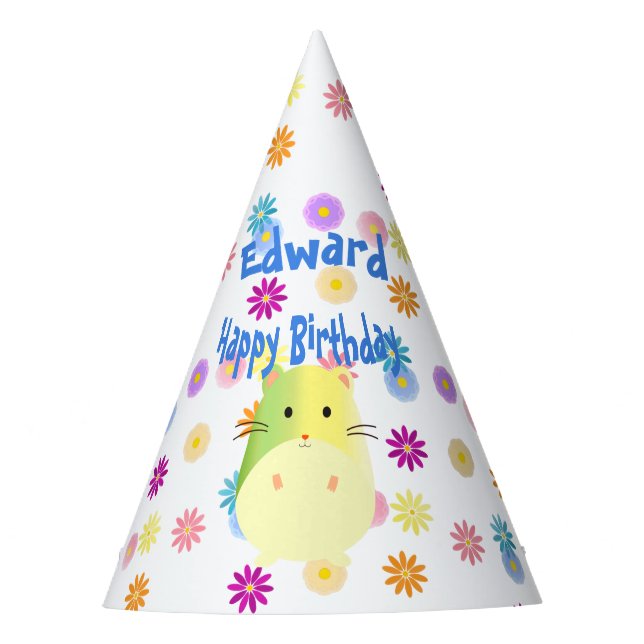 Gorro De Fiesta Personalizado Triple Cute Kawaii Hamsters (Anverso)
