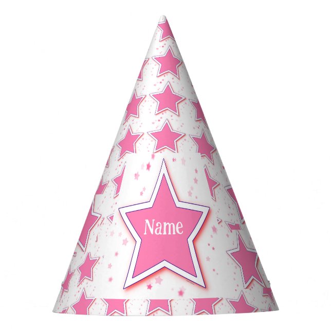 Gorro De Fiesta Personalizar con un nombre estrella rosa (Anverso)