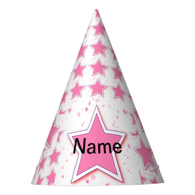 Gorro De Fiesta Personalizar con un nombre estrella rosa (Anverso)