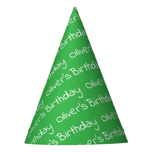Gorro De Fiesta Personalized Boy's Name Birthday Green Party Hats (Anverso)
