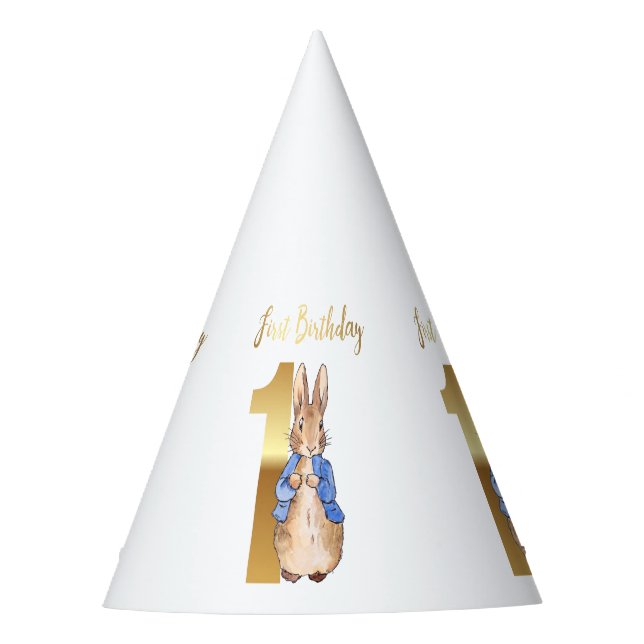 Gorro De Fiesta Peter el primer cumpleaños del conejo (Anverso)