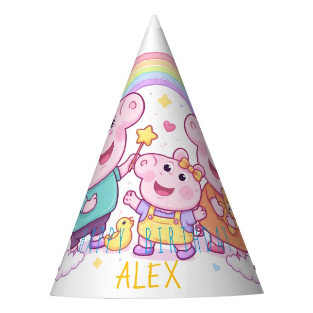 Gorro De Fiesta Pig Birthday Party Hat | Personalized Kids Hat (Anverso)