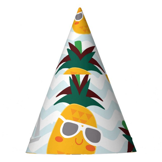 Gorro De Fiesta Piñas, bote: lindo patrón oceánico. (Anverso)