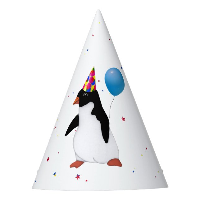 Gorro De Fiesta Pingüino Con Globo Azul (Anverso)