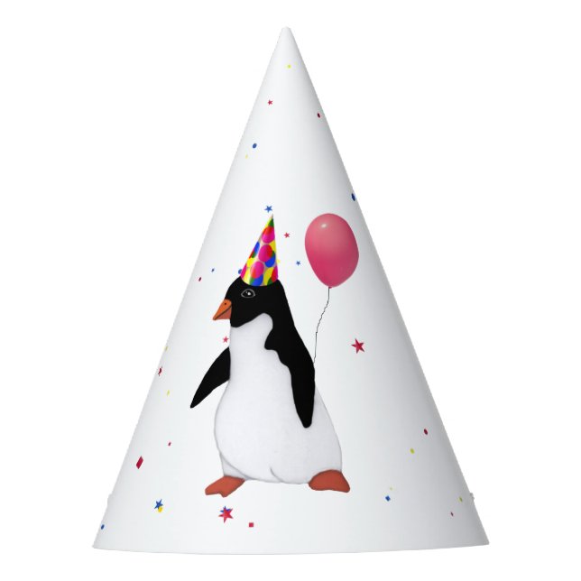 Gorro De Fiesta Pingüino Con Globo Rosa (Anverso)
