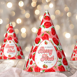 Gorro De Fiesta PInk blanco primer cumpleaños Berry primero