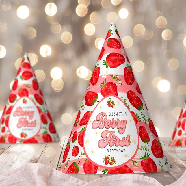 Gorro De Fiesta PInk blanco primer cumpleaños Berry primero (Subido por el creador)
