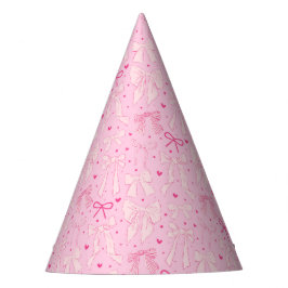 Gorro De Fiesta Pink Coquette Bows Pattern Cumpleaños