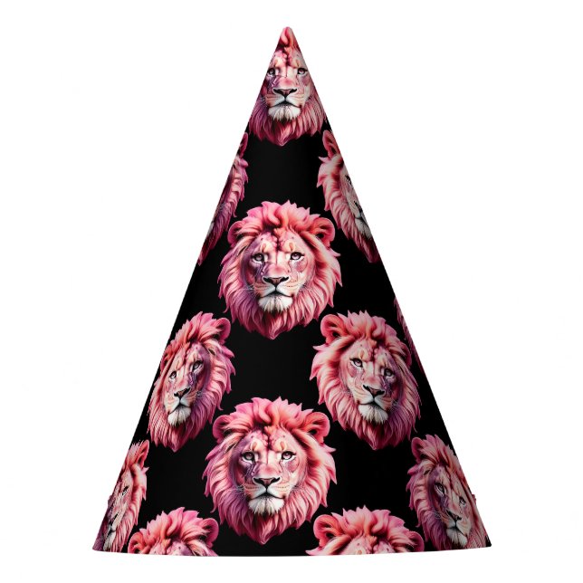 Gorro De Fiesta Pink Lion Head Animal Pattern Design - Black  (Anverso)