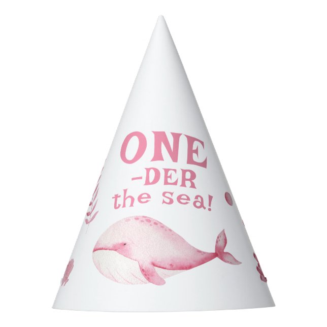 Gorro De Fiesta Pink Whale Oneder The Sea 1st Birthday  (Anverso)