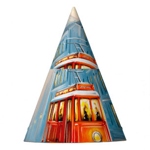 Gorro De Fiesta Pintura de aceite de tranvía de la ciudad antigua