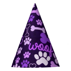 Gorro De Fiesta Pinturas rosadas y púrpura y Perro de huesos