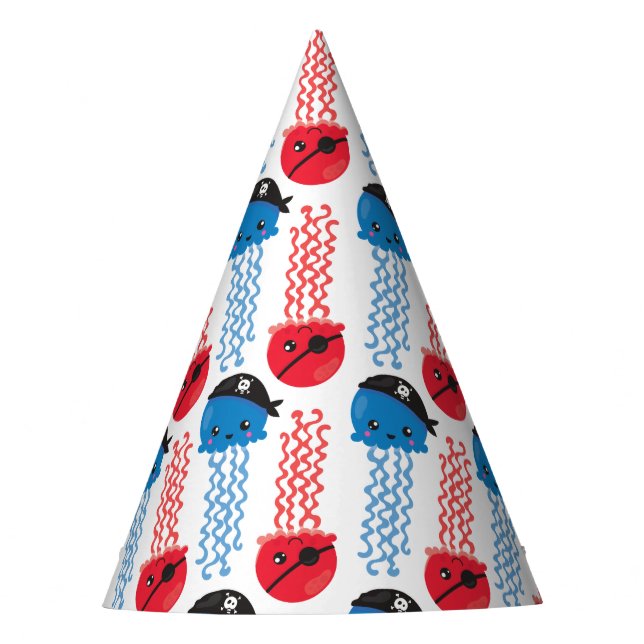 Gorro De Fiesta Pirate Jellyfish, Patrón de medusas, animales mari (Anverso)