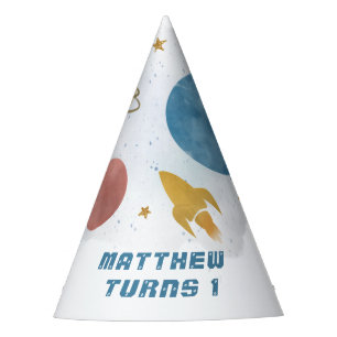 Gorro De Fiesta Planeta de acuarela del espacio exterior lindo 1º