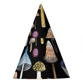Gorro De Fiesta Plantas forestales: setas acuarelas, hojas patas