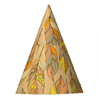 Gorro De Fiesta Plumas abstractas coloridas: patrón de vintage