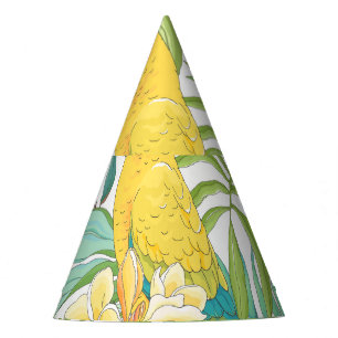 Gorro De Fiesta Plumeria, Loro, Patrón Floral Vintage.