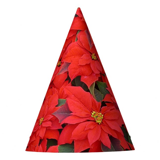 Gorro De Fiesta Poinsettias rojas Navidad la foto floral navideña (Anverso)