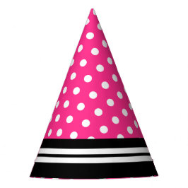 Gorro De Fiesta Polka blanco divertido tira rayas en negro rosado 