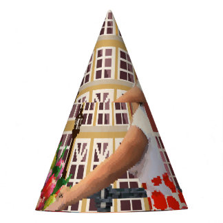 Gorro De Fiesta Poster de Amsterdam: Ciclismo Chica Pin-Up.