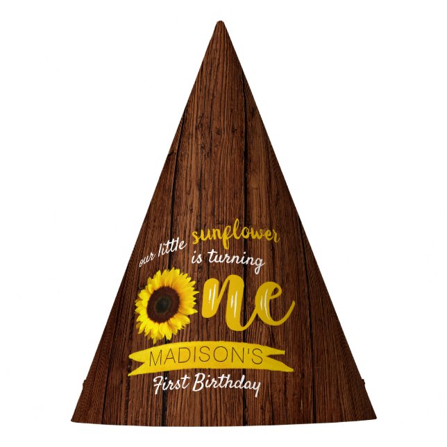 Gorro De Fiesta Primer cumpleaños de Little Sunflower (Anverso)