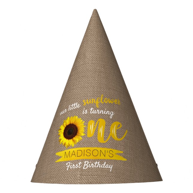 Gorro De Fiesta Primer cumpleaños de Little Sunflower (Anverso)