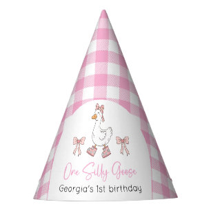 Gorro De Fiesta Primer cumpleaños de una gallina rosa