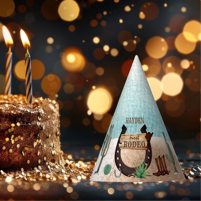 Gorro De Fiesta Primer Rodeo Cowboy Fiesta Occidental Primer Cumpl (First Rodeo Cowboy Western Boy 1st Birthday Party Hat)