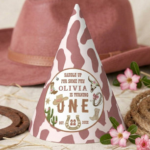 Gorro De Fiesta Primer Rodeo Pink Western Vaquera Cumpleaños 1
