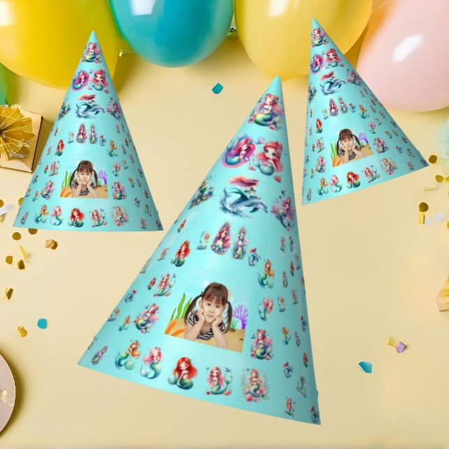 Gorro De Fiesta Primeras sirenas bajo el mar Foto niños Cumpleaños (Subido por el creador)