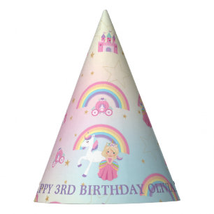 Gorro De Fiesta Princesa rubia y cumpleaños del arcoiris de Unicor