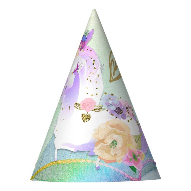 Gorro De Fiesta Princesa Unicornio Arcoíris Iridescente Fiesta Pas (Anverso)