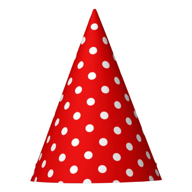 Gorro De Fiesta Puntos de Polka Blanco sobre el rojo (Anverso)