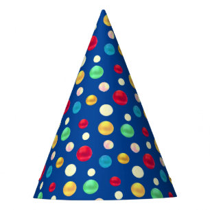 Gorro De Fiesta Puntos multicolores en un cumpleaños azul