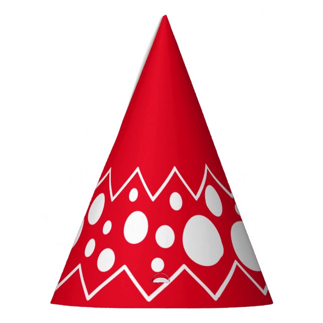 Gorro De Fiesta Puntos Zigzag Polka Blancos (Izquierda)