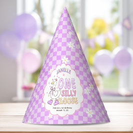 Gorro De Fiesta Purple One Silly Goose-Retro Girl First Birthday