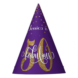 Gorro De Fiesta Purpurina 50 del oro y tipografía fabulosa en