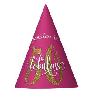 Gorro De Fiesta Purpurina 50 del oro y tipografía fabulosa en