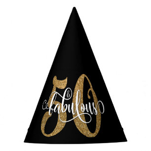Gorro De Fiesta Purpurina 50 del oro y tipografía fabulosa en
