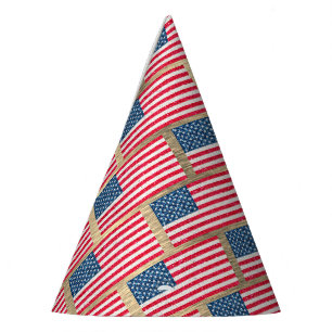 Gorro De Fiesta Purpurina azul blanco rojo bandera estadounidense 